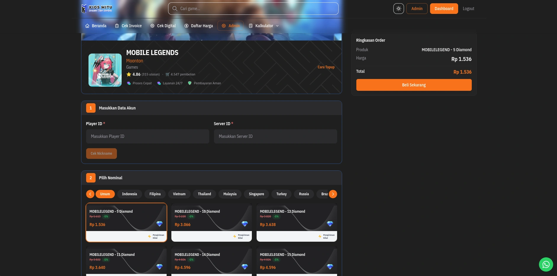 Katalog denom lengkap di website